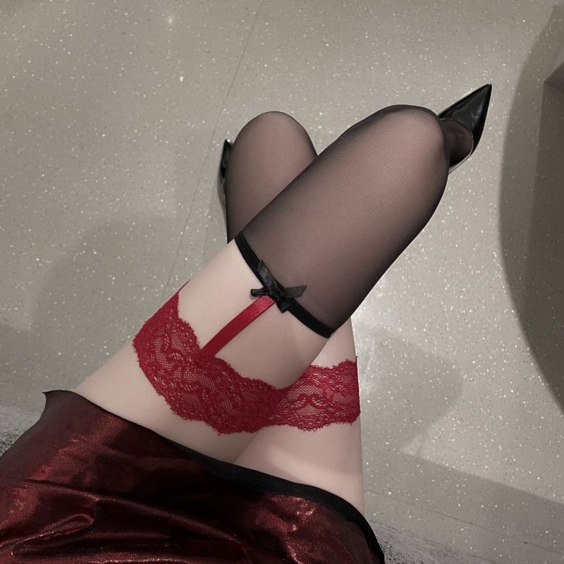 White Silk Knee Socks Women's Sexy Pure Desire Ultra-thin Transparent Black Silk Non-slip