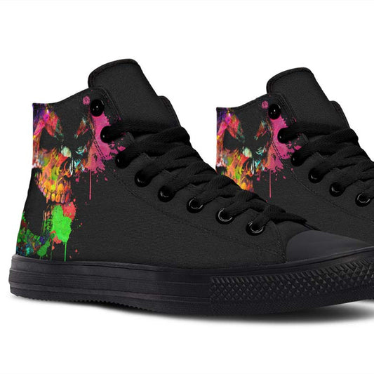 Men's And Women's Fashion Color Printing High-top Canvas Shoes