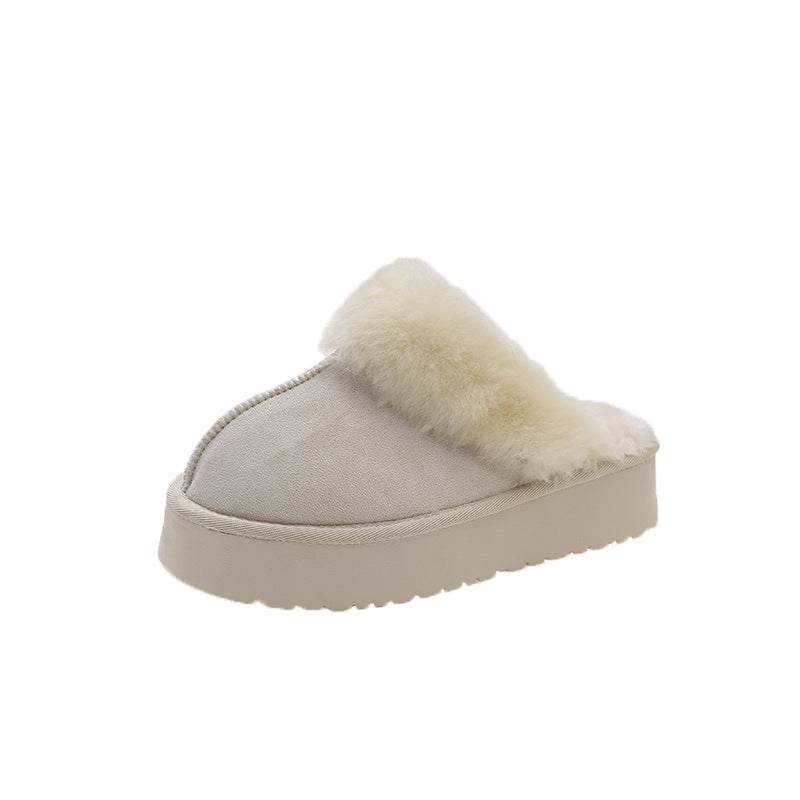 Snow Boots Fur Integrated Fluffy Slippers Women's Half Slippers Cotton Shoes