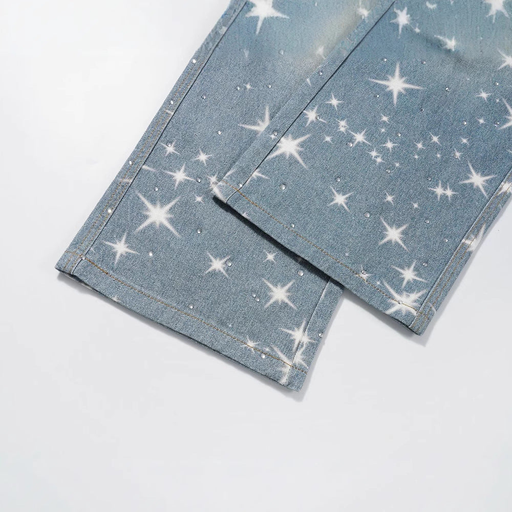 Women's Loose Printed XINGX Stacked Jeans