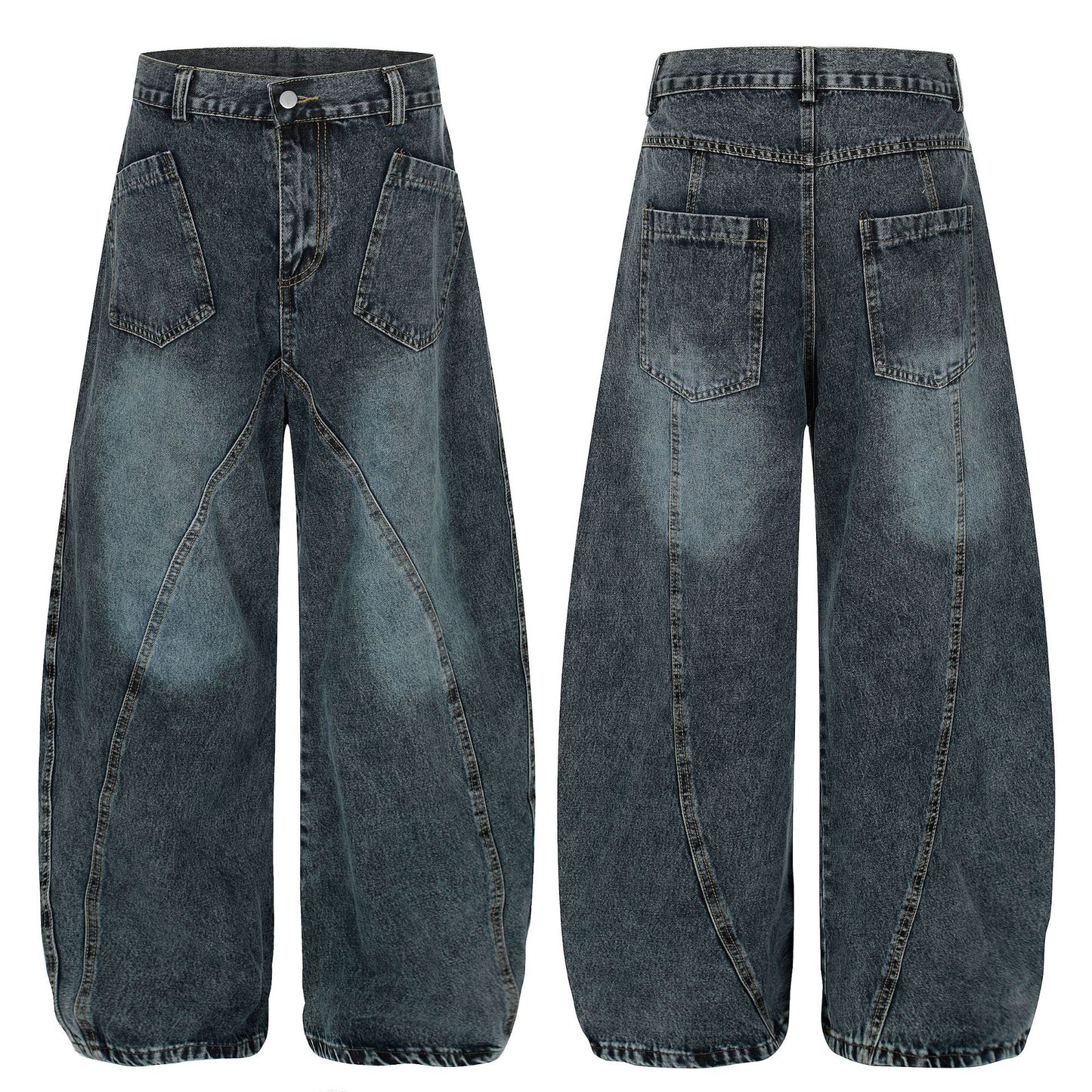 Women's Worn Looking Washed Out Wide Leg Jeans