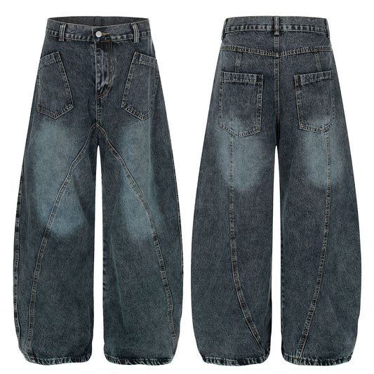 Women's Worn Looking Washed Out Wide Leg Jeans