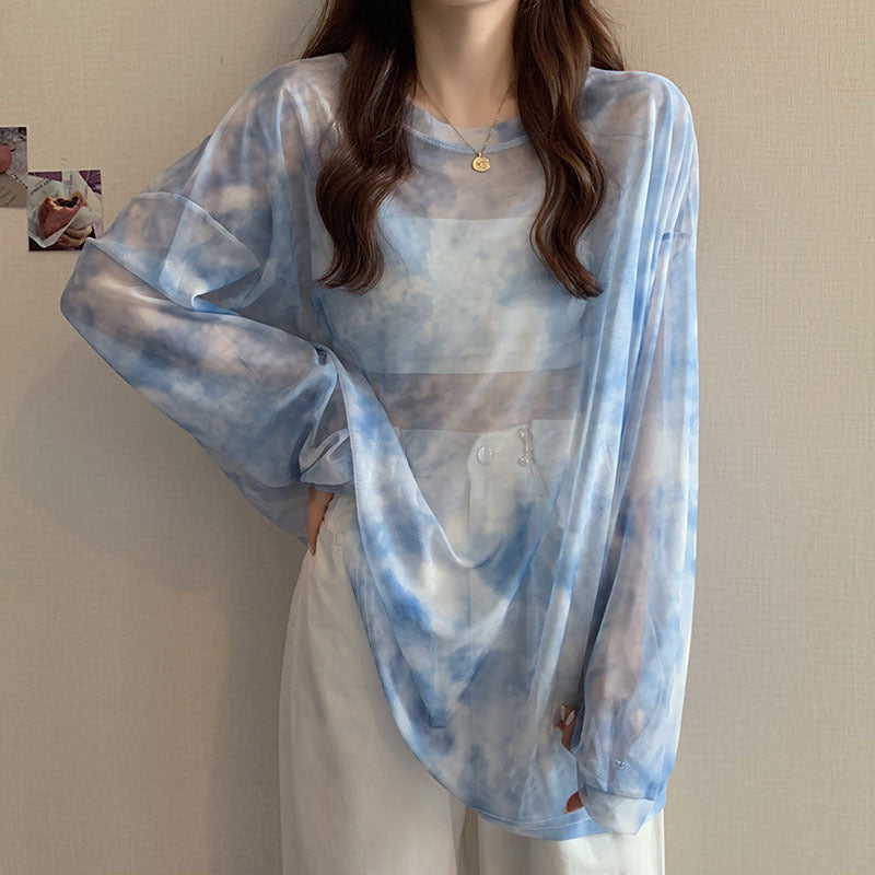 Women's Long-sleeve Transparent Loose Top