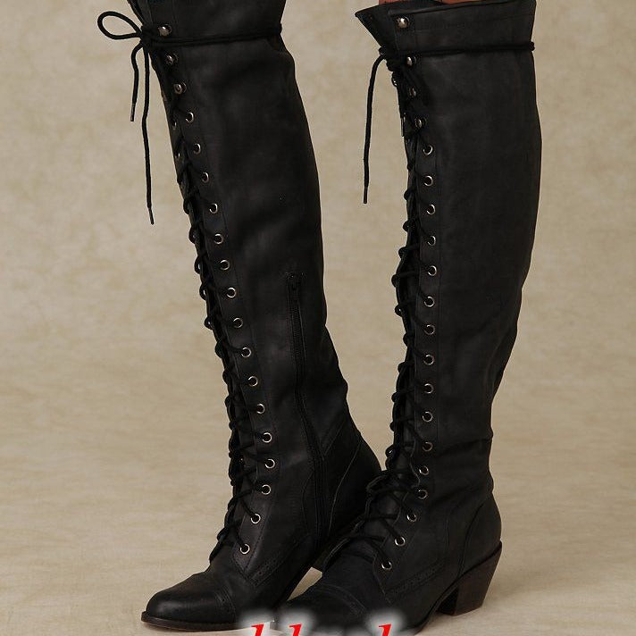 New Womens Over-the-knee Boots With A Round-toe Design