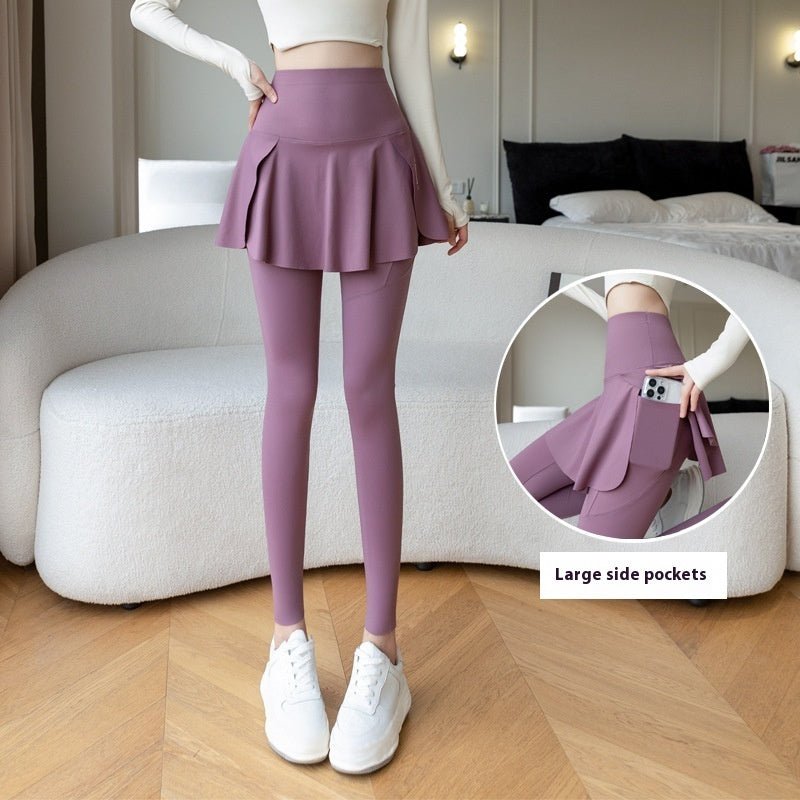 Spring New Fake Two-piece Outer Wear Sports Yoga Pants Women