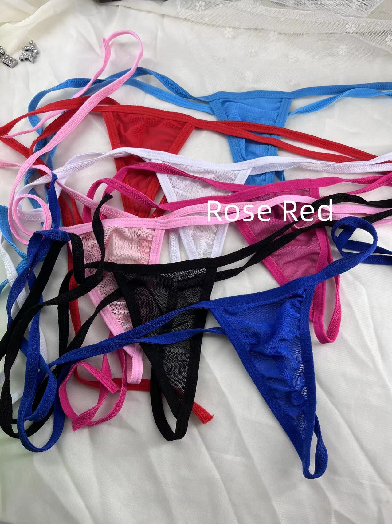 Lace Transparent Rhinestone Alphabet Panties