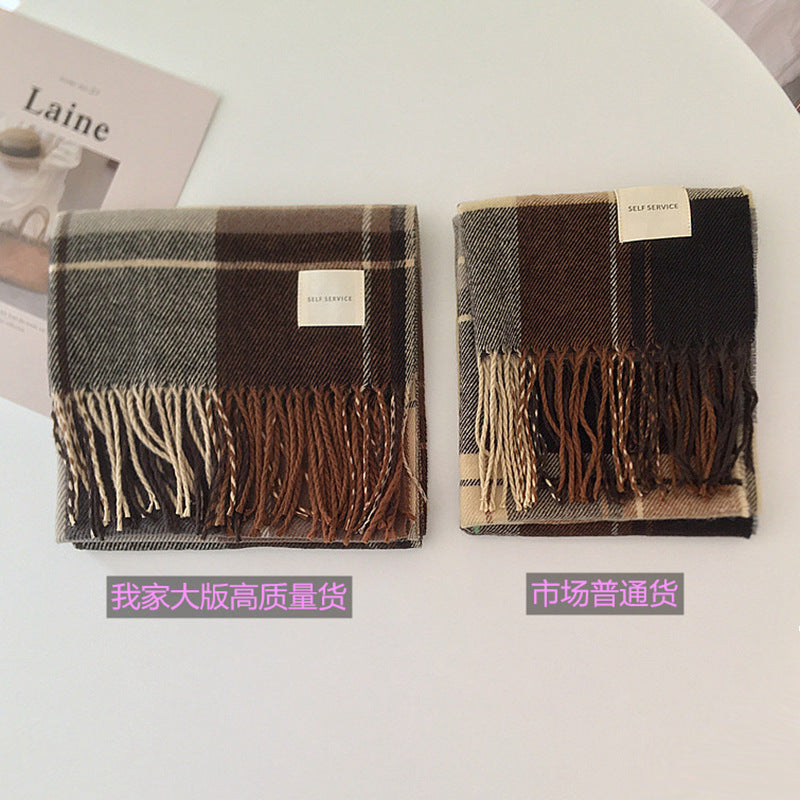 Ladies Fashion Personality Cashmere Plaid Scarf
