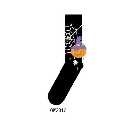 Halloween Man And Woman Cartoon Four Seasons Tube Socks