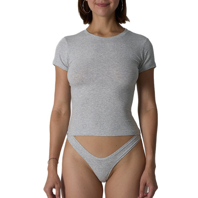 Slim-fit Short Womens Top And Briefs Set