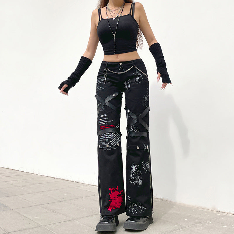 New Street Spice Style Dark Print Casual Pants