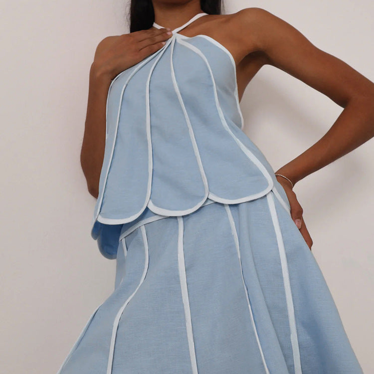 Summer New Sleeveless Halter Top Two-Piece Set