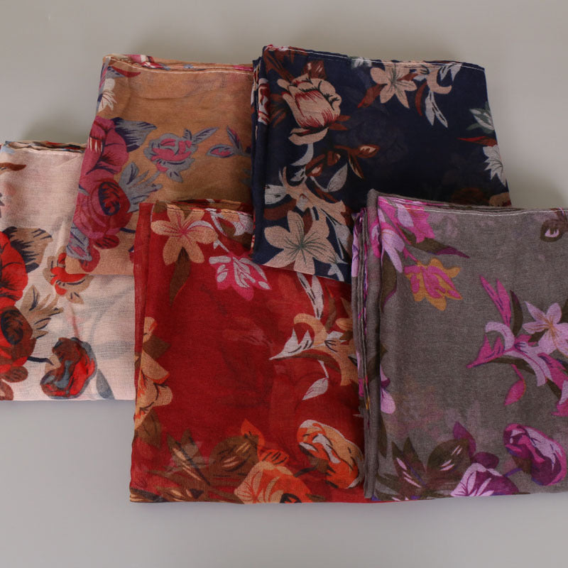 Cotton Yarn Bali Printed Scarf Thin Section Breathable And Multi-purpose