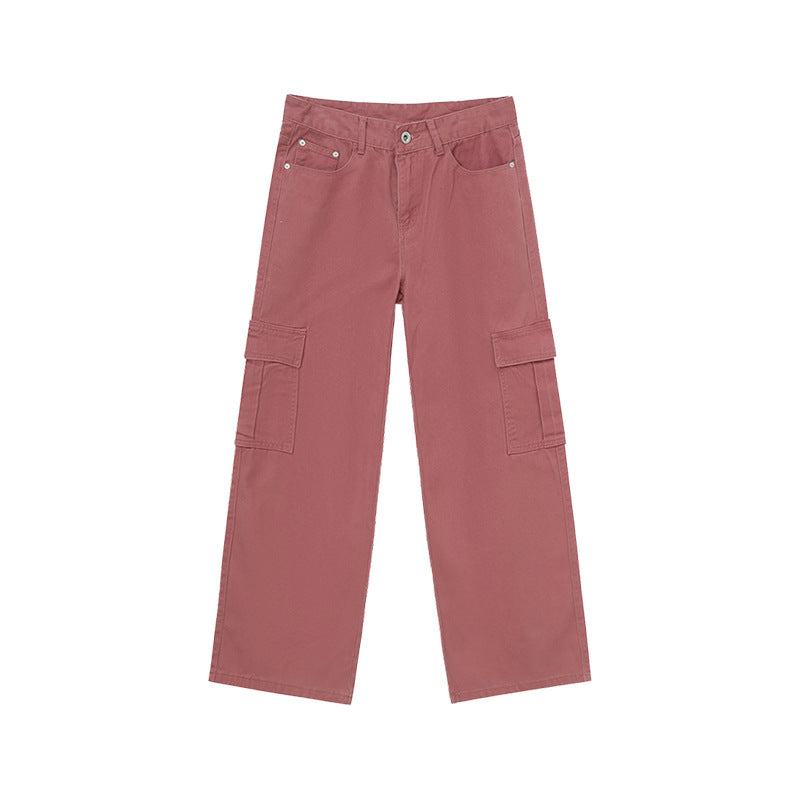 Large Pocket Wide-leg Overalls Casual Jeans