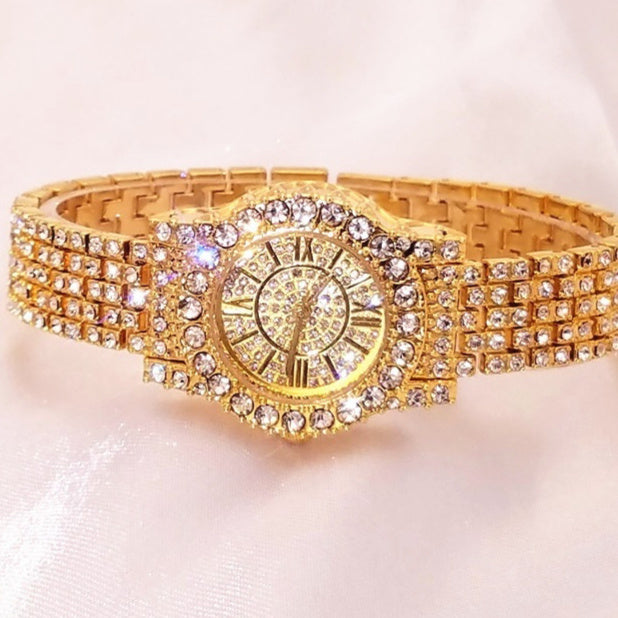 Full Rhinestone Waterproof Women's Jewelry Clasp Bracelet Watch