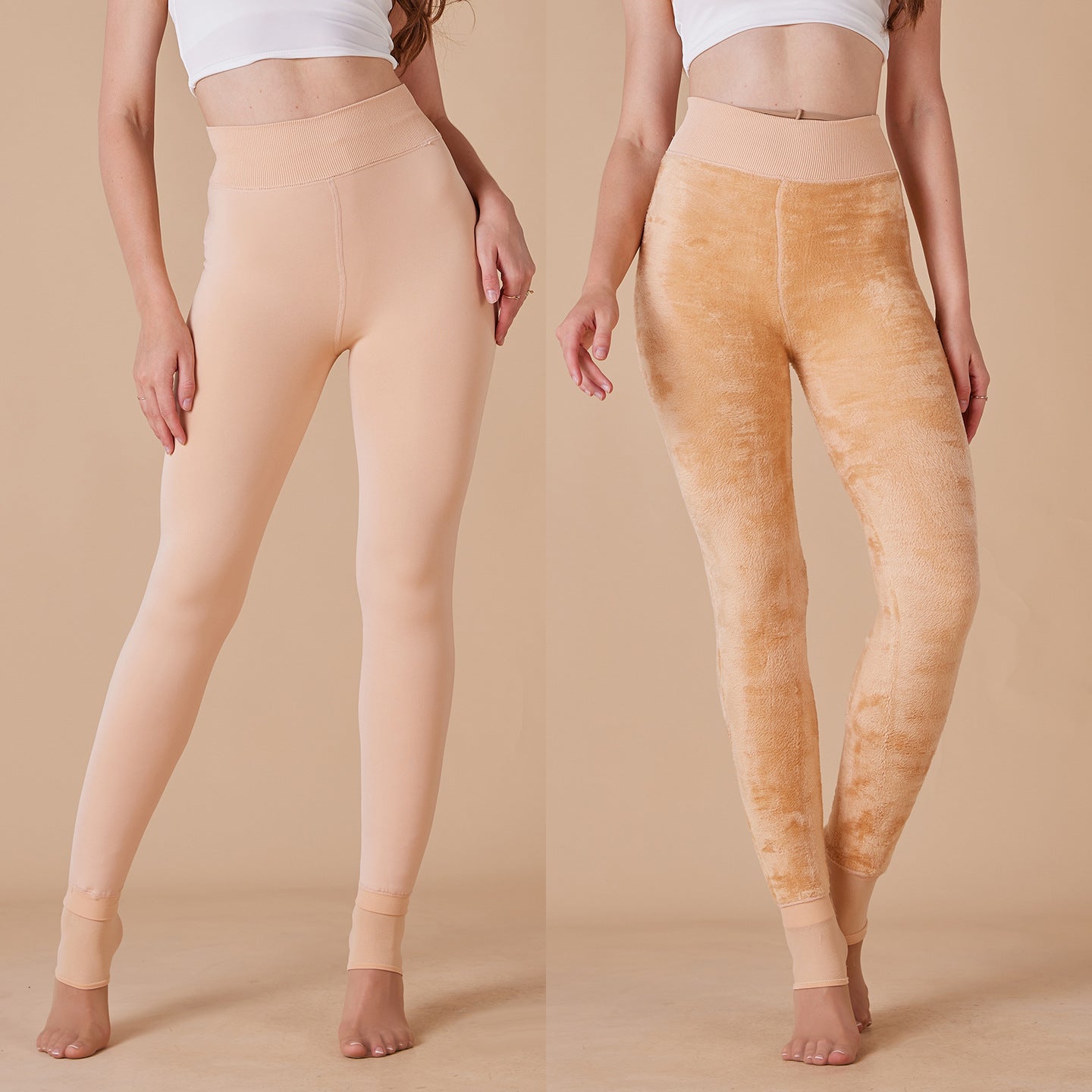 Extra Large Size Outer Wear Solid Color With Fur Thick Leggings