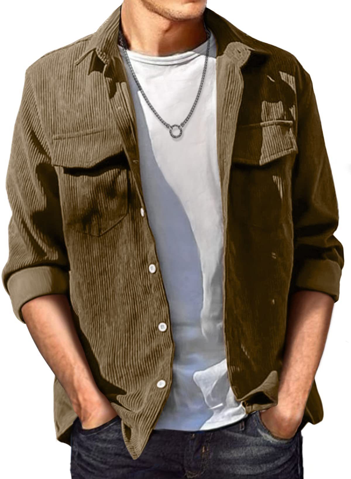 Solid Color Lapel Loose Long-sleeved Shirt