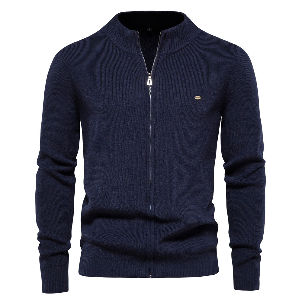 Men's Zipper Solid Color Sweater