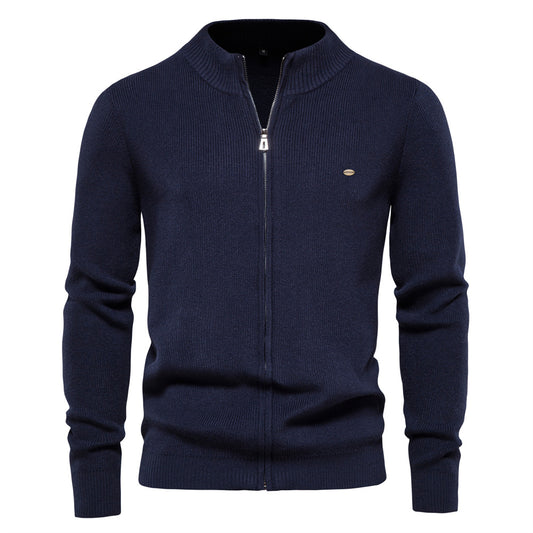 Men's Zipper Solid Color Sweater