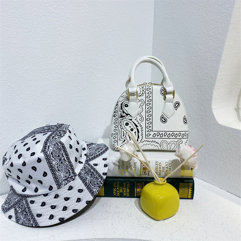 Cashew Flower Fisherman's Hat Shell Handbag Set