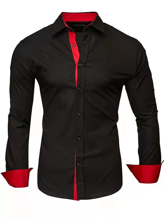 Cool And Casual Long-sleeved Shirt In Contrasting Colors For A Teenage Man