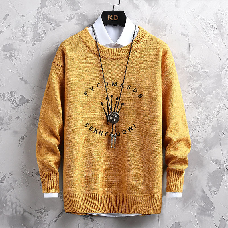 Herre rundhalset løs basis sweater