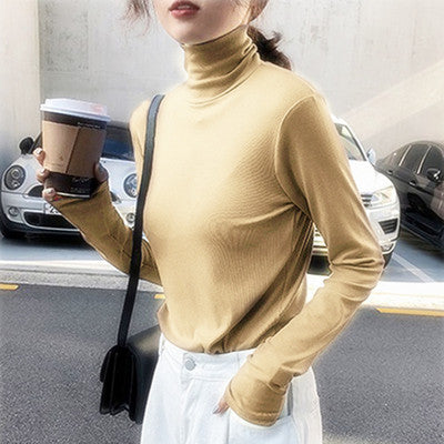 Dame Efterårs- Og Vintermode Trendy Koreansk Stil Underdelsskjorte