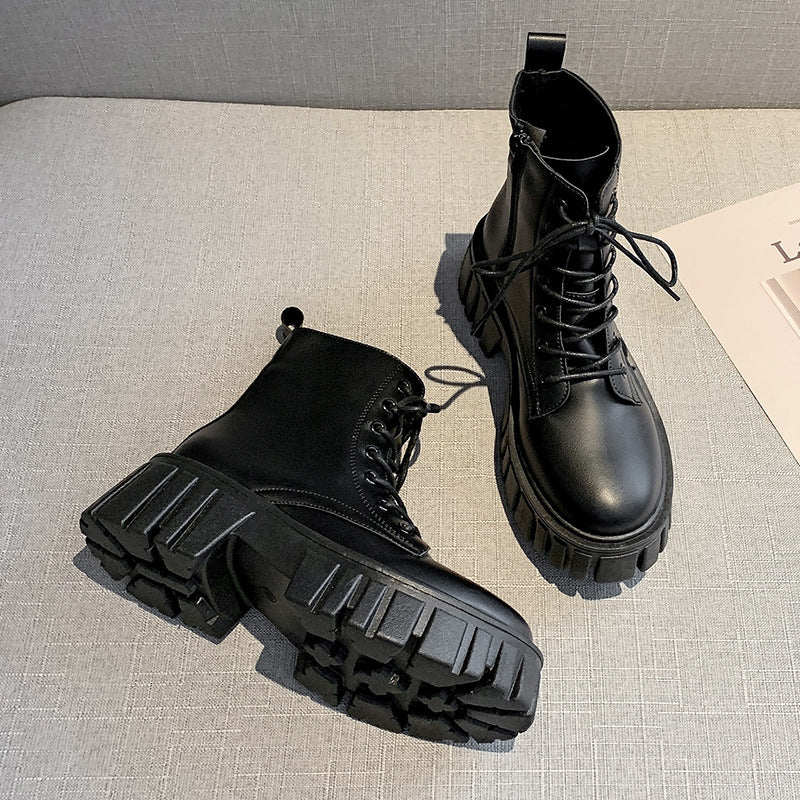 Women's Fashion Personality Thick Sole Lace Up Martin Boots