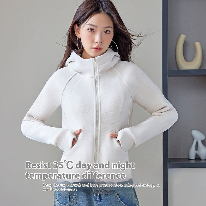 Hooded Sweater Double-sided With Velvet Cardigan Zipper Coat