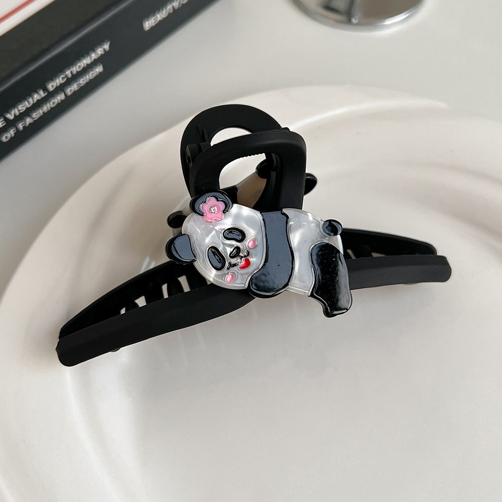 Plastic Cartoon Panda Acetate Grip Cute Animal Hair Claw Young Girl Personalized Barrettes Bang Side Shark Clip