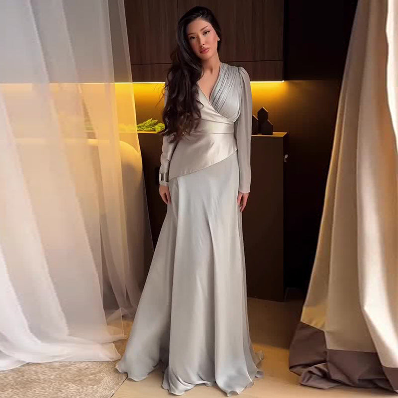 Womens Stylish Slim-fit Elegant Long-sleeve Dress