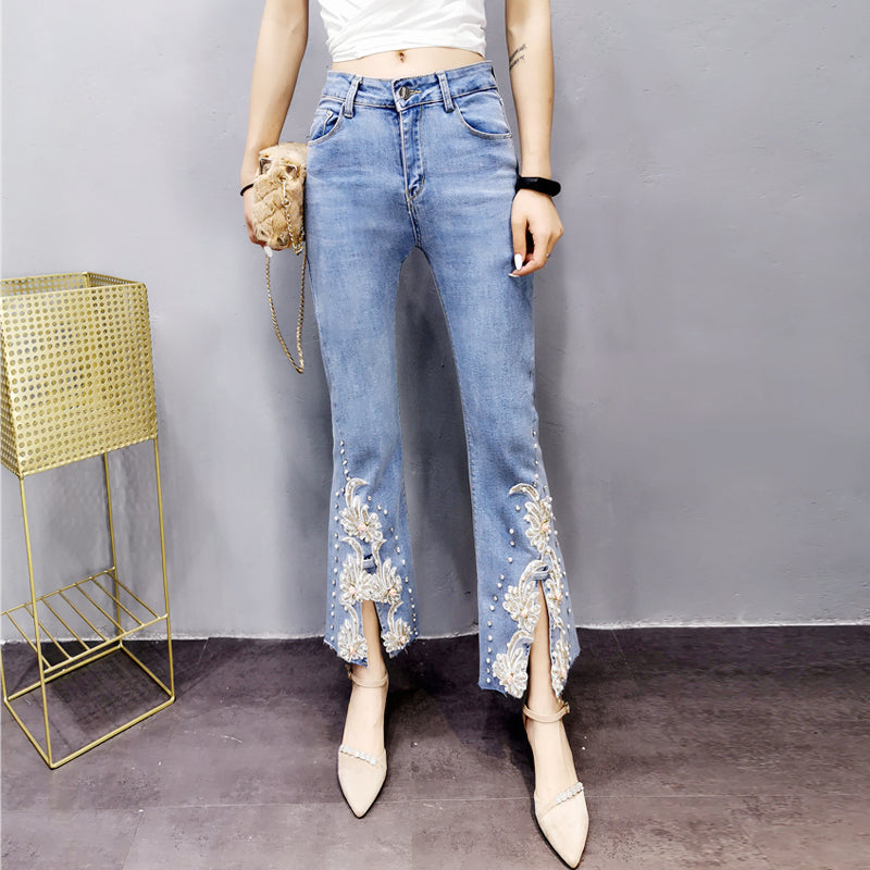 Beaded Flared Pants Slim Korean Version Was Thin Summer New Style