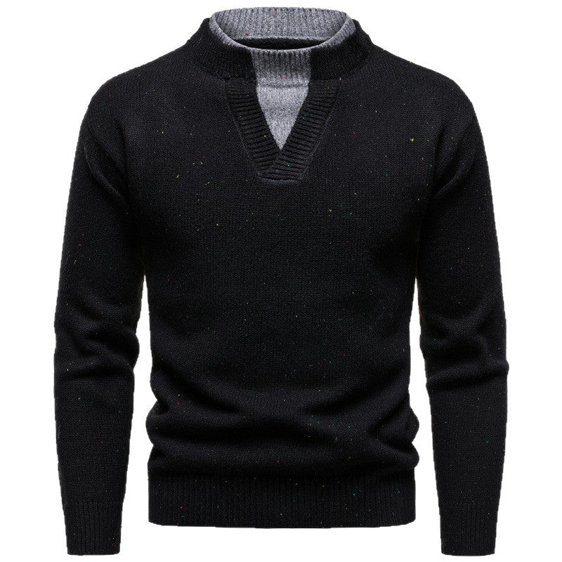 American Retro Fake Two-piece V-neck Dotted Sweater
