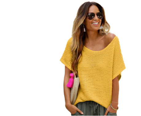 Women's Commuter Round Neck Solid Color Sweater