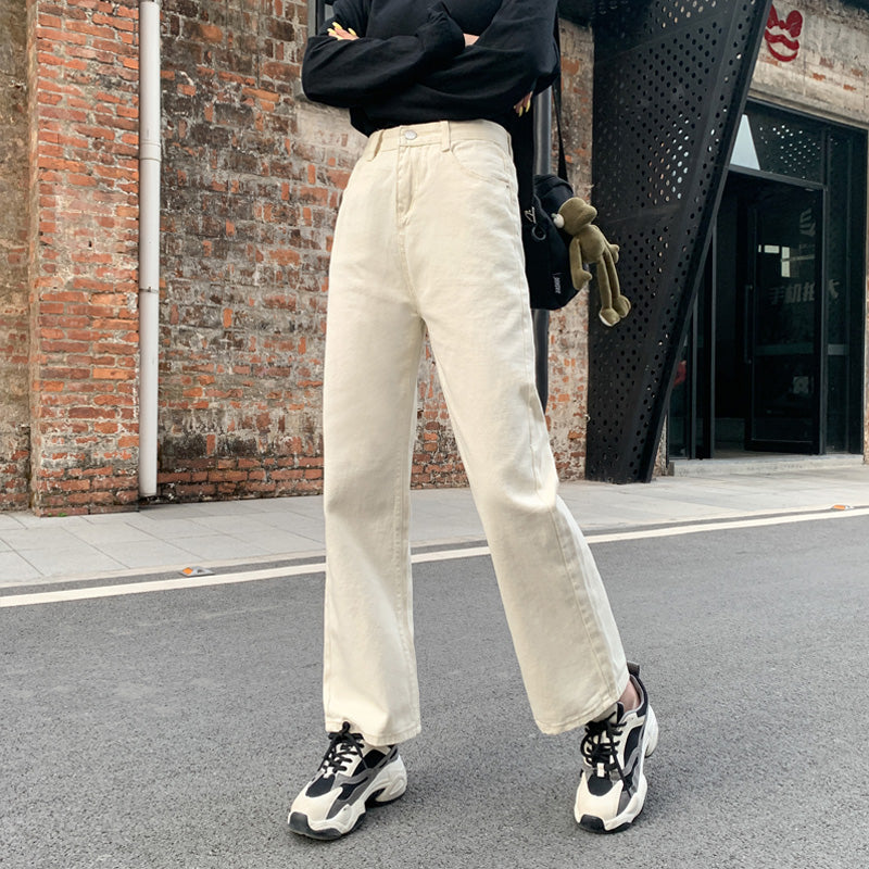 Women's Summer Retro Loose High-waisted Wide-leg Jeans