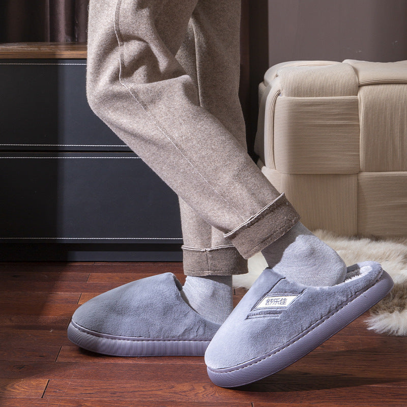 Men's Winter New Indoor Home Velvet Thermal Non-slip Platform Slippers