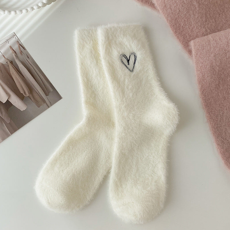 Women's Fashion Embroidered Mink Fur Socks