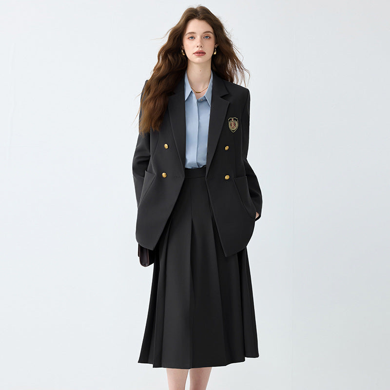 Women's Black Casual Blazer Set