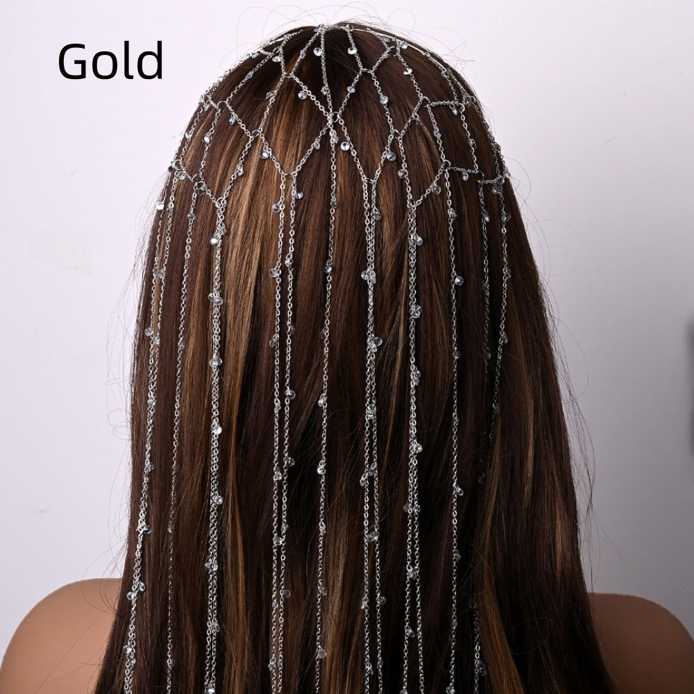Mesh Tassel High Sense Rhinestone Headband