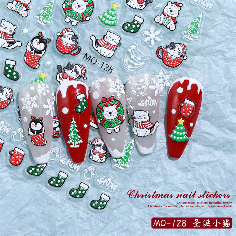 Christmas Relief Nail Stickers Paper Tape Adhesive Waterproof