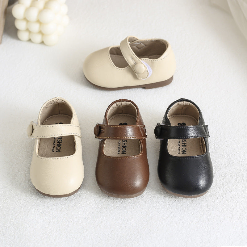 Girls' Shoes Solid Color Soft-soled Toddler Velcro
