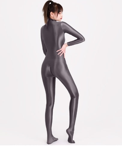 Foot Wrap Hand-length Jumpsuit One-piece Round Glossy