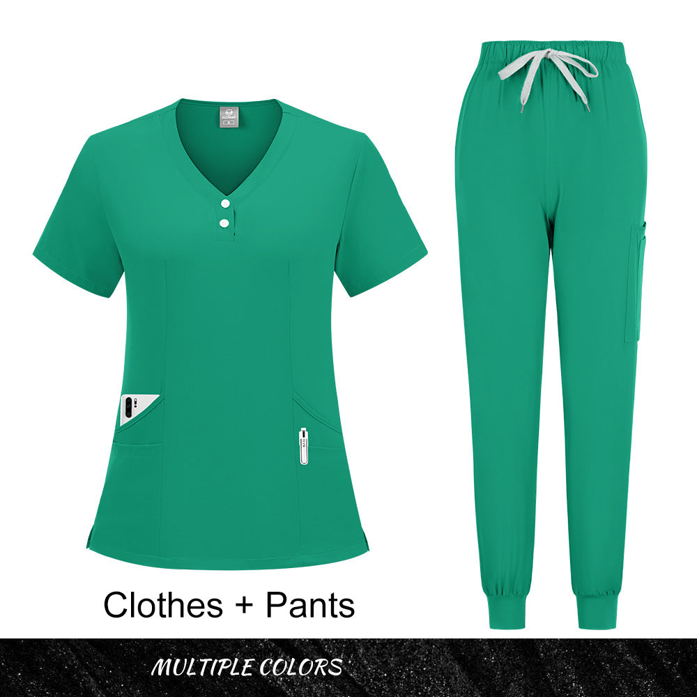 Stylish Casual Scrub Set For Women Long- Or Short-sleeve Doctor And Nurse Uniform