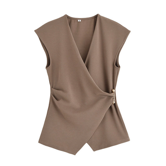 Sleeveless Top And Wide-leg Pants Set For A Chic, Elegant Look