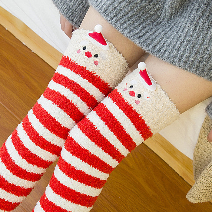 Coral fleece over the knee warm long socks