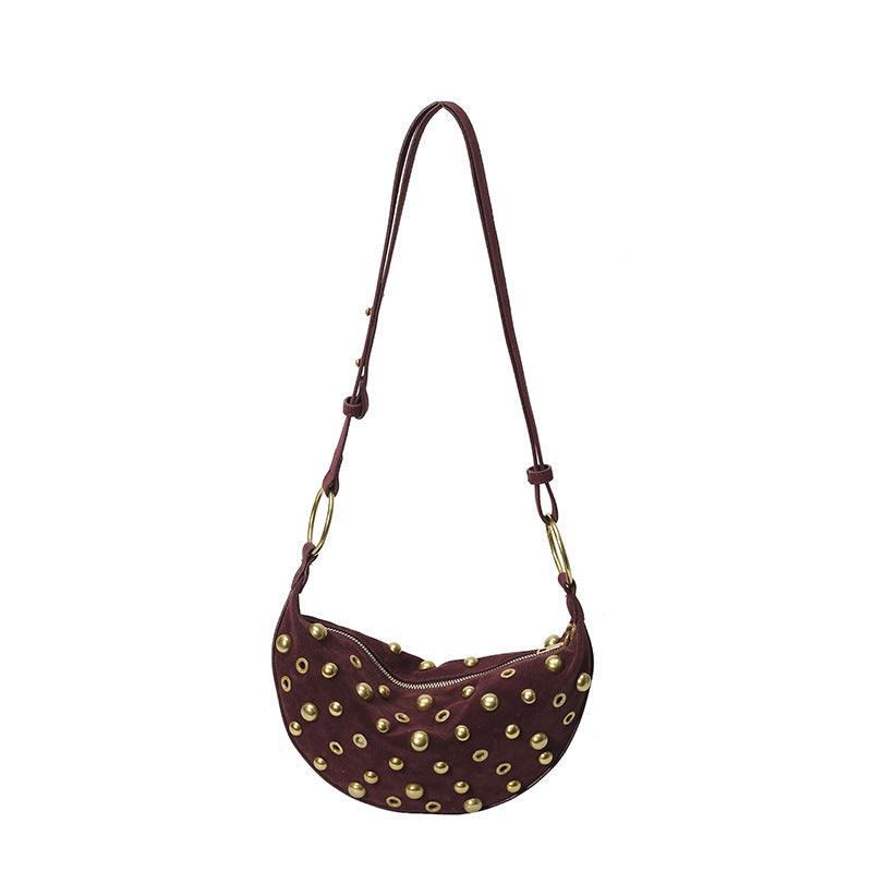 Retro Nitte Taske Mat Imiteret Ruskind Pendlertaske All-match Skulder Underarms Taske