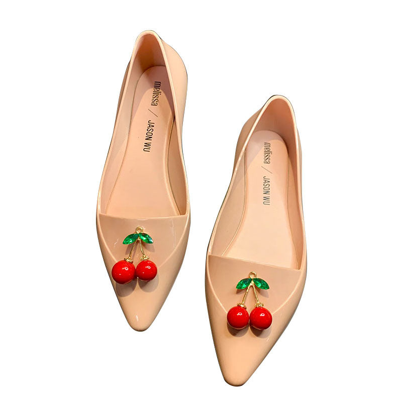 Fashion Pointed Cherry Jelly Women's Shoes Flat