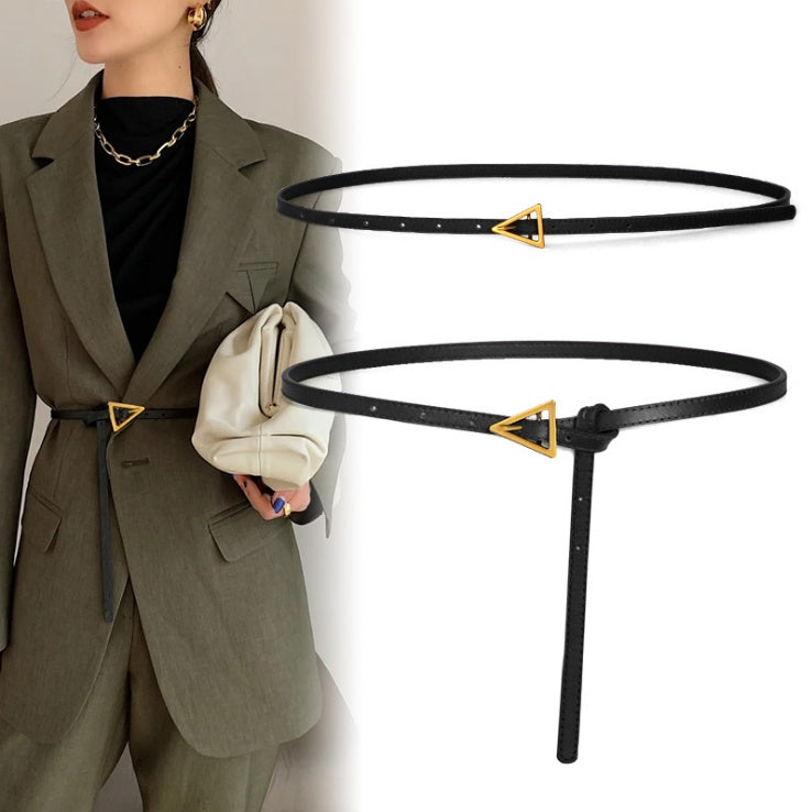 Ladies Triangle Fashion Decorative Thin Leather Belt