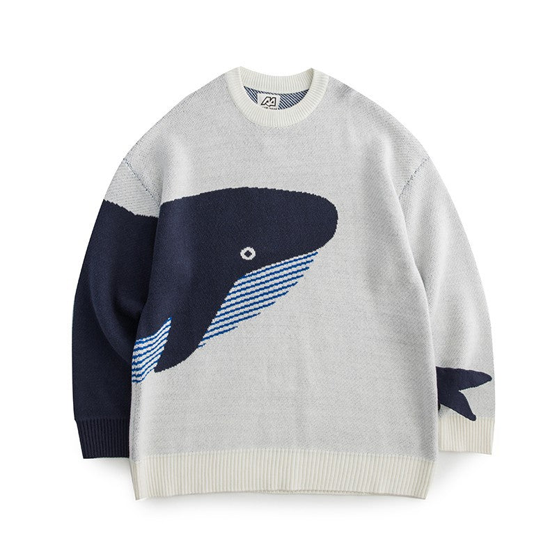 Autumn And Winter New Whale Jacquard Knitted Sweater For Men