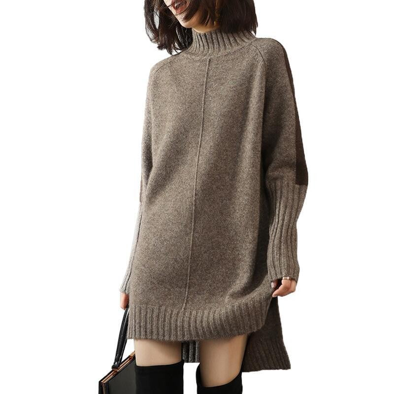 Women's Autumn Half Turtleneck Color-matching Dress Sweater