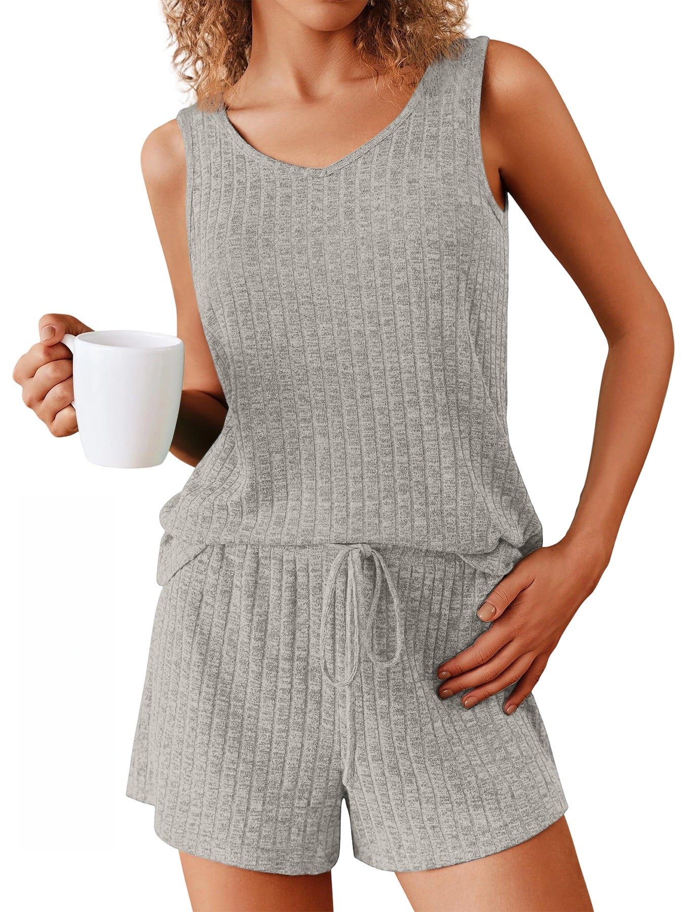 Summer New Solid Color Tank Top And Shorts Casual Fashion